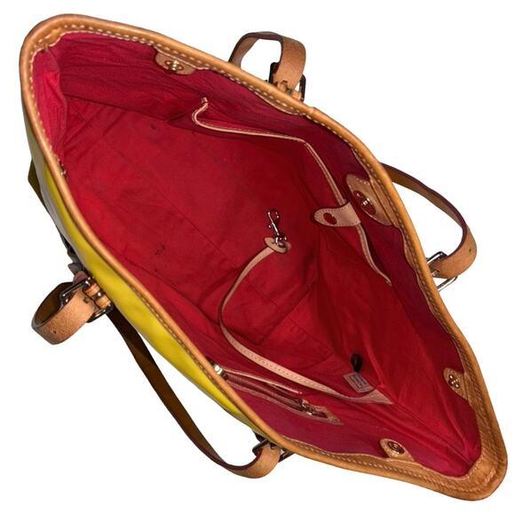 Dooney & Bourke Mustard Yellow Patent Leather Tote Bag - Picture 9 of 10